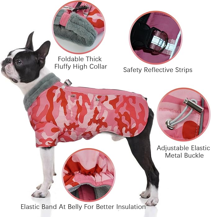 IDOMIK Warm Dog Coats with Harness 2XL