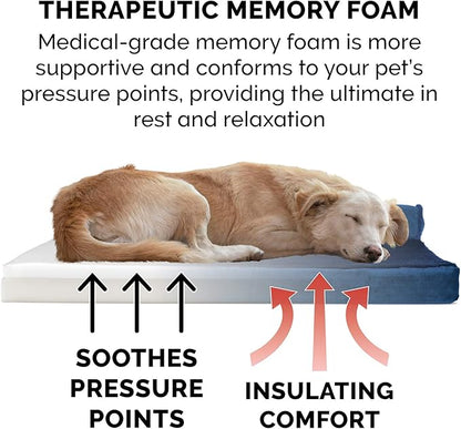 Furhaven Memory Foam Dog Bed for Large/Medium Dogs w/ Removable Bolsters & Washable Cover 55 lbs