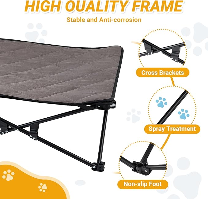 KingCamp Elevated Dog Bed with Separate Washable Sleeping Mat Raised Large