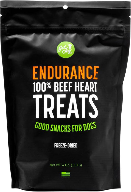 Get Joy Freeze Dried Superfood 100% Beef Heart Dog Treats, 4 Ounce Bag, Single Ingredient Organ Meat, High Protein, Heart Health, Energy, Muscle Repair, Grain Free & Gluten Free, Made in USA