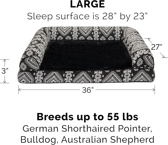 Furhaven Orthopedic Dog Bed for Large/Medium Dogs w/ Removable Bolsters & Washable Cover 55 lbs