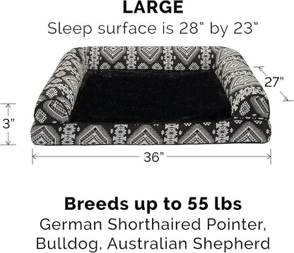 Furhaven Memory Foam Dog Bed for Large/Medium Dogs w/ Removable Bolsters & Washable Cover 55 lbs
