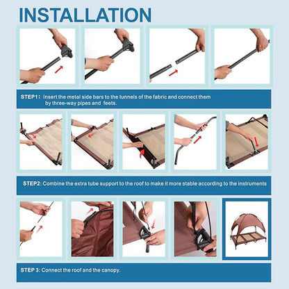 Large Elevated Dog Bed with Canopy 48IN Outdoor