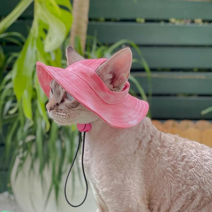 Pet hat with Ear Holes Sunscreen Baseball Cap Suitable for Small and Medium-Sized Dogs Outdoor Climbing hat in Summer Pet Products (Small