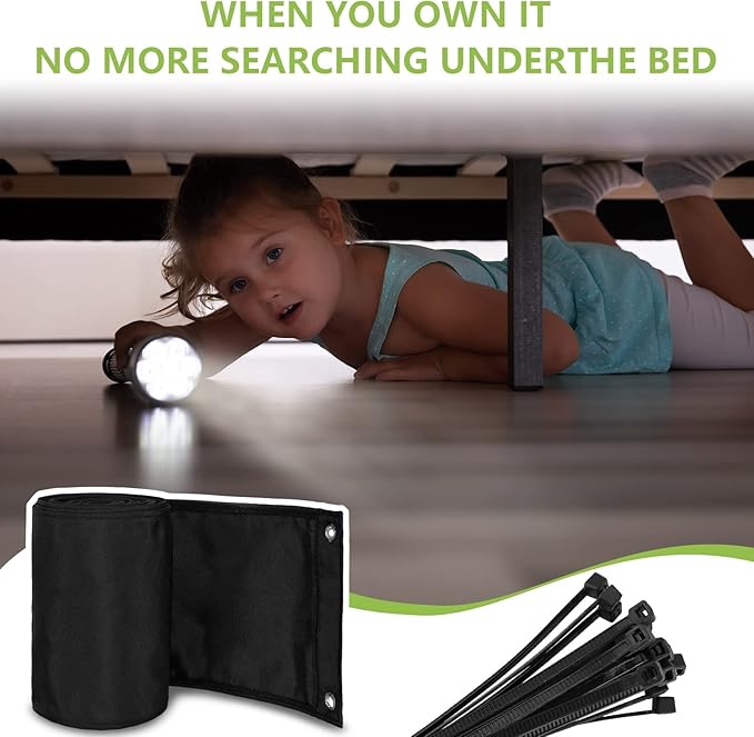 Under Bed Blocker for Pets with Black Zip Ties, Toy Blocker for Under Bed Blocker Under Bed Barrier for Dogs Cats Pets Puppy Toy Furniture Bed Bottom, Black, 220 x 6 Inch