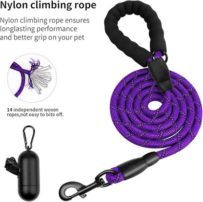 Heavy Duty Dog Leash for Large Medium Small Breed Dogs Handle,4/5/6 FT Holder,Purple,1/2 inch