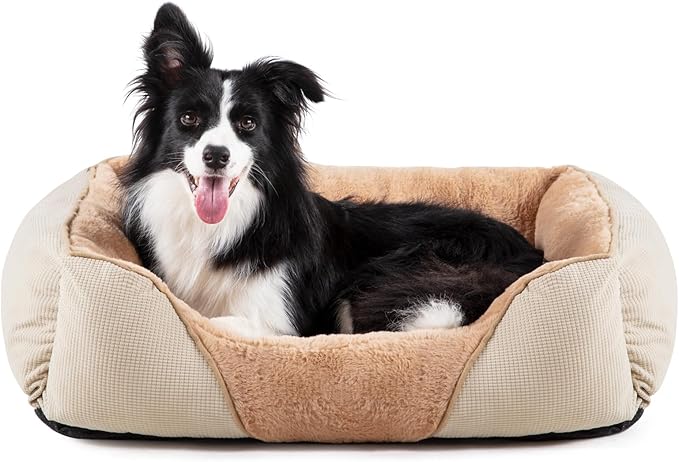 MIXJOY Dog Beds for Medium Dogs Washable (30x24in, Beige)