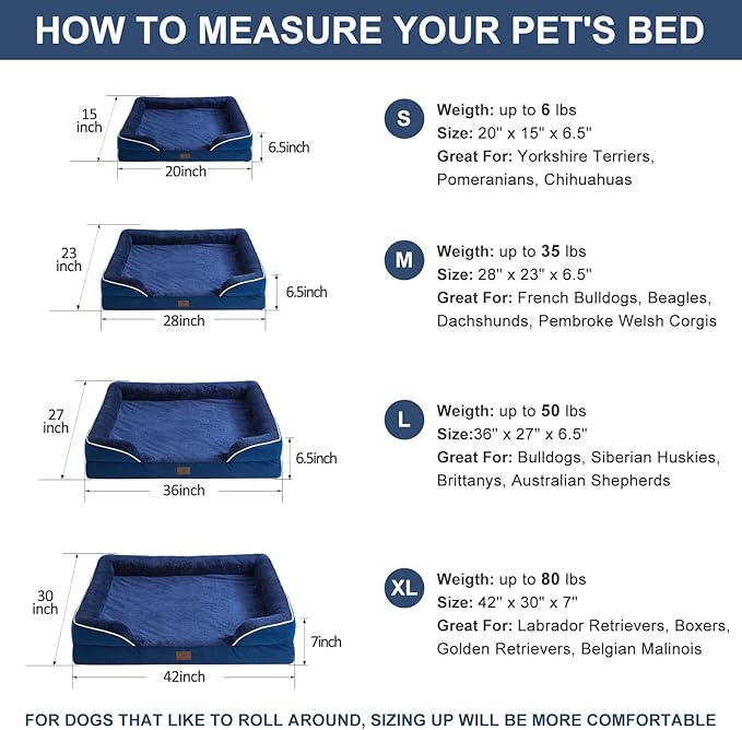 WNPETHOME Waterproof Dog Beds for Medium Dogs, Orthopedic Medium Dog Bed with Sides, Big Dog Couch Bed with Washable Removable Cover, Pet Bed Sofa with Non-Slip Bottom for Sleeping