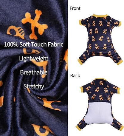 CuteBone Dog Halloween Pajamas Skull Clothes Soft Puppy Pjs for Small Dogs P247L