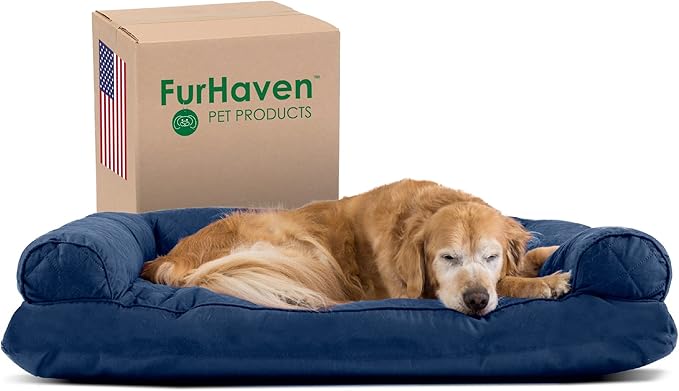 Furhaven Pillow Dog Bed for Large Dogs w/ Removable Bolsters & Washable Cover