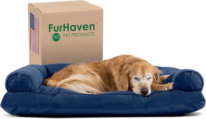 Furhaven Pillow Dog Bed for Large Dogs w/ Removable Bolsters & Washable Cover
