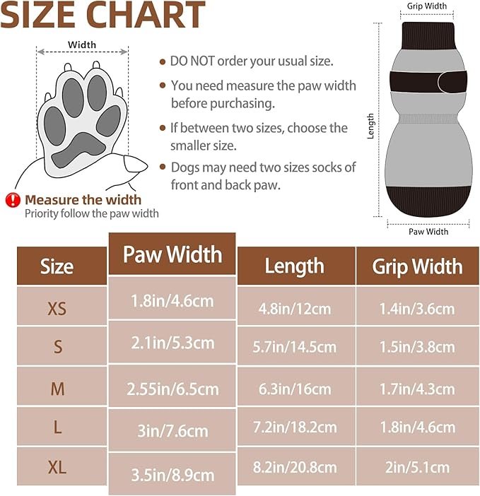 PUPTECK Anti Slip Dog Socks 2 Pairs with Double Grippers for Hardwood Floors