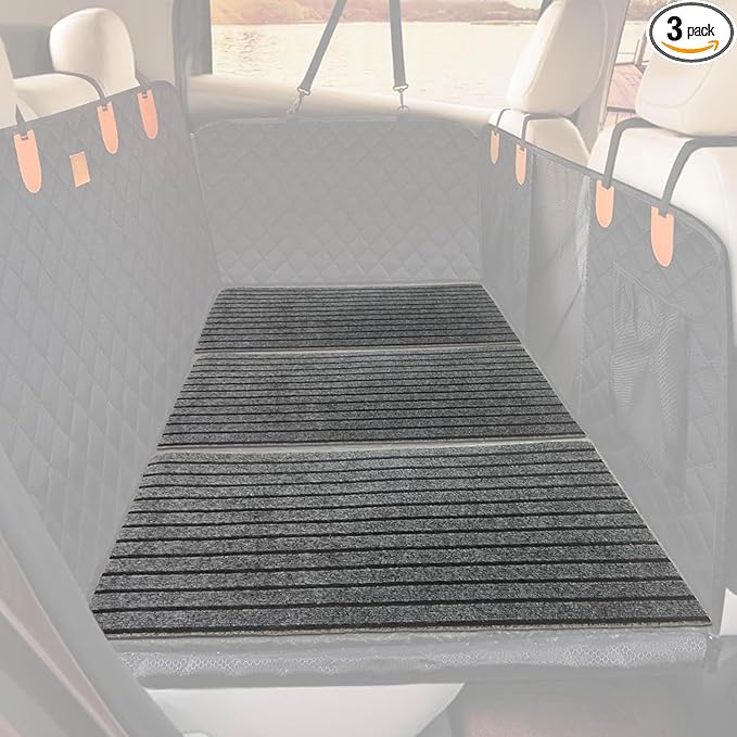 3PCS Dog Non-Slip Mat for Back Seat Extender Truck.(24" x 16") (Grey-Medium)