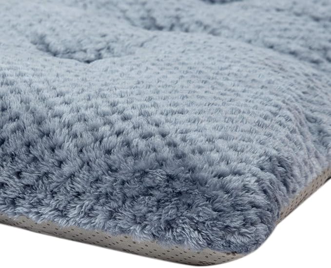 WONDER MIRACLE Fuzzy Deluxe Pet Beds, Super Plush Dog or Cat Beds Ideal for Dog Crates, Machine Wash & Dryer Friendly (23" x 35", L-Dark Blue)