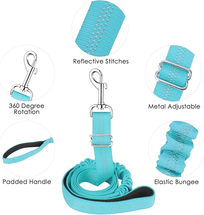 Lukovee Dog Harness and Leash Set, Soft Padded Small Dog Harness, Neck & Chest Adjustable Reflective Vest Puppy Harness with 4ft Lightweight Anti-Twist Dog Leash for Small Dogs (Meduim,Light Blue)