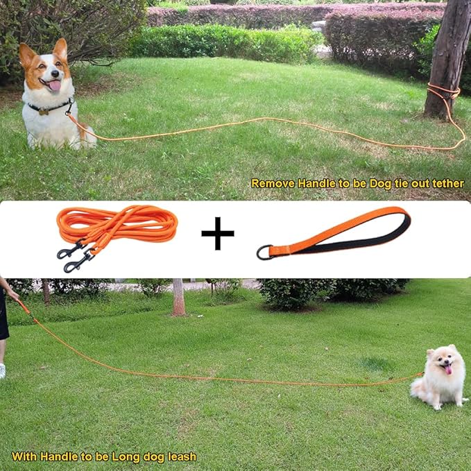 Long Leash for Small Dogs 8FT/12FT/20FT/30FT/50FT/65FT/75FT/100FT Reflective