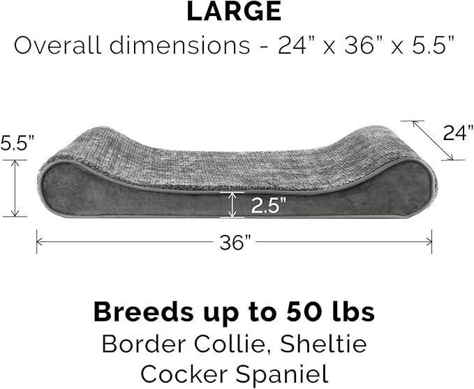 Furhaven Replacement Dog Bed Cover Minky Plush & Velvet Contour Luxe Lounger