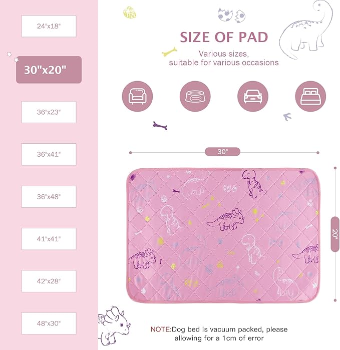 IEUUMLER Washable Pee Pads for Dogs 2 Pack EU007 (Pink 30"X20"-2pcs)