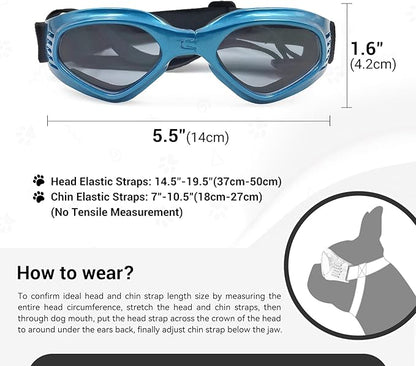NAMSAN Dog Sunglasses Medium Breed UV Protection Dog Goggles for Small to Medium Dogs Windproof Anti-fog Snowproof Puppy Glasses