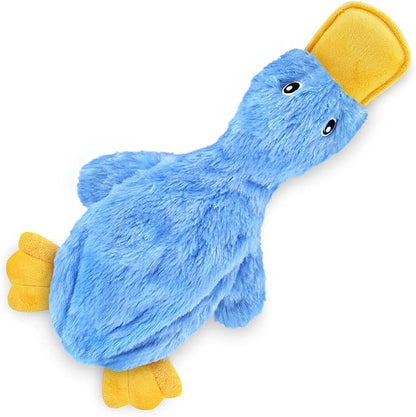 Best Pet Supplies Crinkle Dog Toy for Small, Medium, and Large Breeds, Cute No Stuffing Duck with Soft Squeaker, Fun for Indoor Puppies and Senior Pups, Plush No Mess Chew and Play - Blue