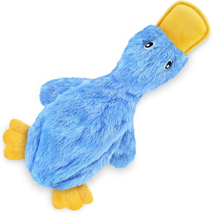 Best Pet Supplies Crinkle Dog Toy for Small, Medium, and Large Breeds, Cute No Stuffing Duck with Soft Squeaker, Fun for Indoor Puppies and Senior Pups, Plush No Mess Chew and Play - Blue