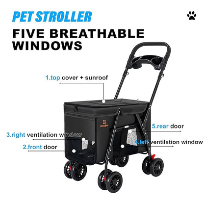 Pet Strollers 3-Door, Folds