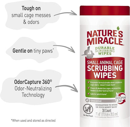 Nature's Miracle Small Animal Cage Scrubbing Wipes 30Ct