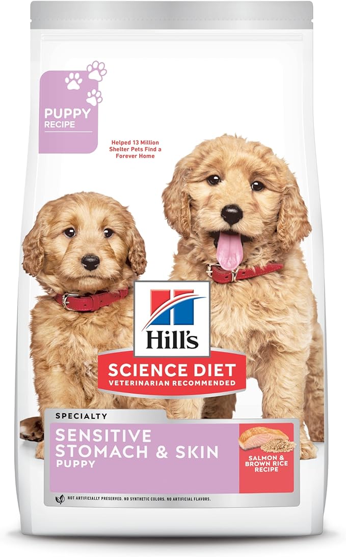 Hill's Science Diet Sensitive Stomach & Skin, Puppy, Stomach & Skin Sensitivity Support, Dry Dog Food, Salmon & Brown Rice, 13 lb Bag