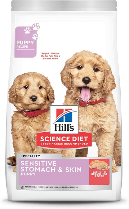 Hill's Science Diet Sensitive Stomach & Skin, Puppy, Stomach & Skin Sensitivity Support, Dry Dog Food, Salmon & Brown Rice, 4 lb Bag