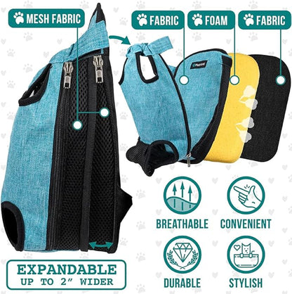 PetAmi Dog Carrier Backpack, Adjustable Pet Cat Front Carrier Backpack, Ventilated Dog Chest Carrier for Hiking Camping Travel, Sling Bag for Small Medium Dog Cat Puppies, Medium, 9-13 lbs, Sea Blue