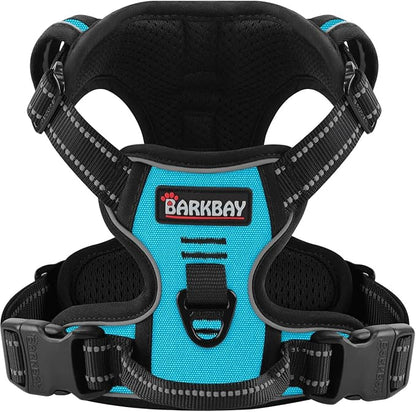 BARKBAY Dog Harness No Pull for Large Dogs - Adjustable, Reflective, Comfortable, No Choke, Heavy-Duty - Perfect for Outdoor Training, Walking, and Hiking - Strong & Durable - L & Blue