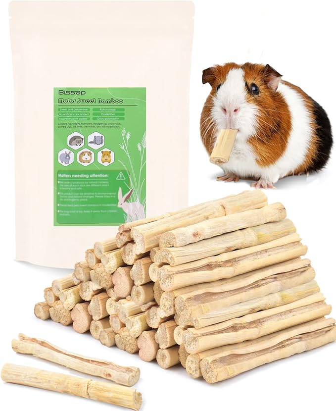 Bissap Sweet Bamboo Chew Sticks for Rabbits 1000g/2.2Ib, Bunny Chew Sticks for Rabbits Hamster Chinchilla Guinea Pigs Rabbit Small Animals Natural Treats Teeth Grinding Chew Toys