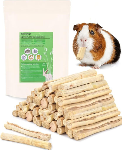 Bissap Sweet Bamboo Chew Sticks for Rabbits 1000g/2.2Ib, Bunny Chew Sticks for Rabbits Hamster Chinchilla Guinea Pigs Rabbit Small Animals Natural Treats Teeth Grinding Chew Toys