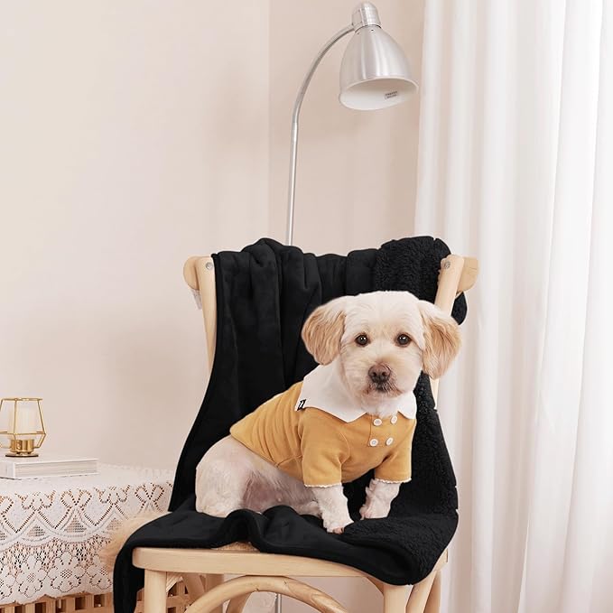 NICETOWN Waterproof Fleece Dog Blanket 50x60, Black