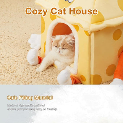 Jiupety Cute Cat Bed Cave (17"x17"x19.5") Up 15lbs Cat 8lbs Dog,