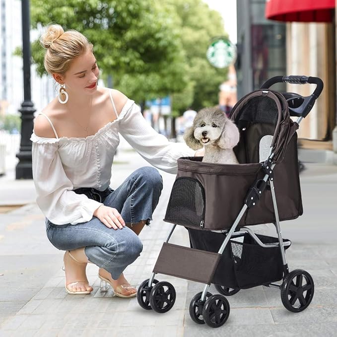 Pet Stroller for Medium Small Dogs and Cats 4 Wheels,