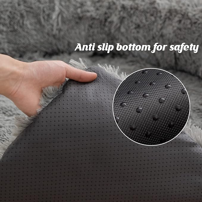 Syalife Shaggy Plush Calming Dog Couch Bed Pet Protector Cover(55"x43"x8", Light