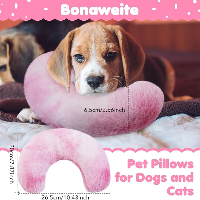 Bonaweite Cat Pillow, Soft Calming Pillow for Dogs, Pet Neck Pillows for Cervical Protection and Sleeping Support, Pet Calming Toy for Anxiety Relief, U-Shaped Soothing Cuddler