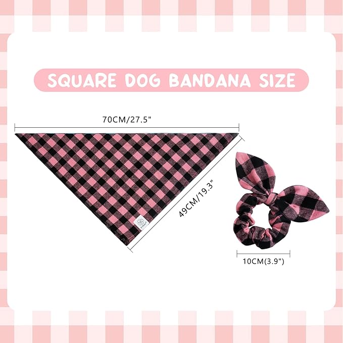 E-Clover Dog Bandanas & Matching Scrunchie Girl Dog