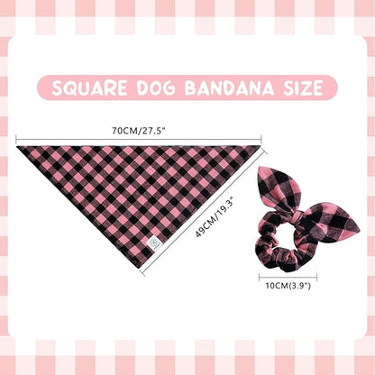 E-Clover Dog Bandanas & Matching Scrunchie Girl Dog