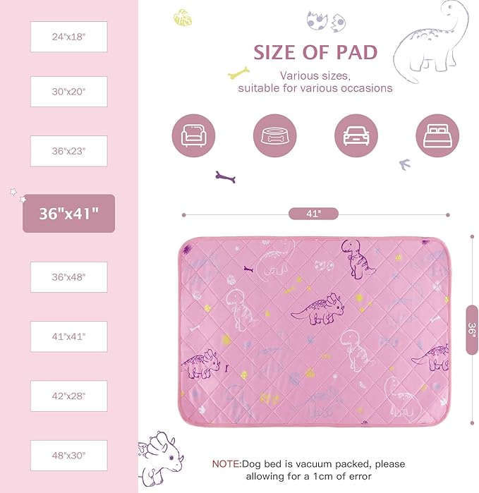 IEUUMLER Washable Pee Pads for Dogs 2 Pack EU007 (Pink 36"X41"-2pcs)