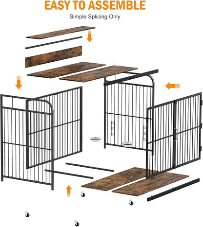 Large Dog Crate Furniture 360° Rotating Indoor(48''L x 29.92''W x 44.29''H)