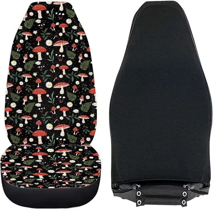 Mushroom Daisy Print Car Seat Covers Set of 2 for Women