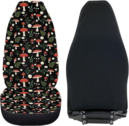 Mushroom Daisy Print Car Seat Covers Set of 2 for Women