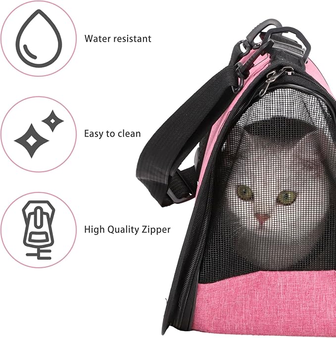 Abraza Cat Dog Carrier Pet Carrier Bag Airline Approved for Small Animals Portable Bag Travel Carrier Home Super Ventilated Design for Travel Hiking Walking Outdoor Use Pink