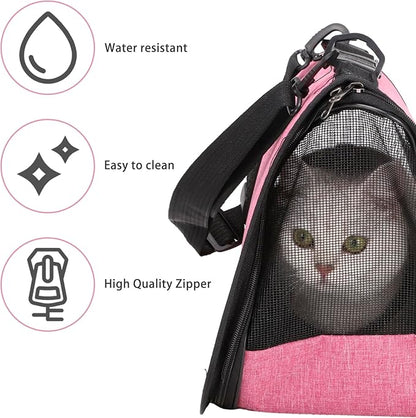 Abraza Cat Dog Carrier Pet Carrier Bag Airline Approved for Small Animals Portable Bag Travel Carrier Home Super Ventilated Design for Travel Hiking Walking Outdoor Use Pink