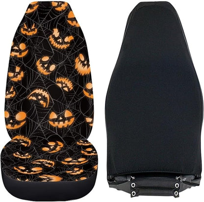 Halloween Spider Web Ghost Car Seat Covers Washable Seat Protector for Men Women Air Mesh Cloth Automotive Vehicle Seat Covers for Cars Interior for Cars