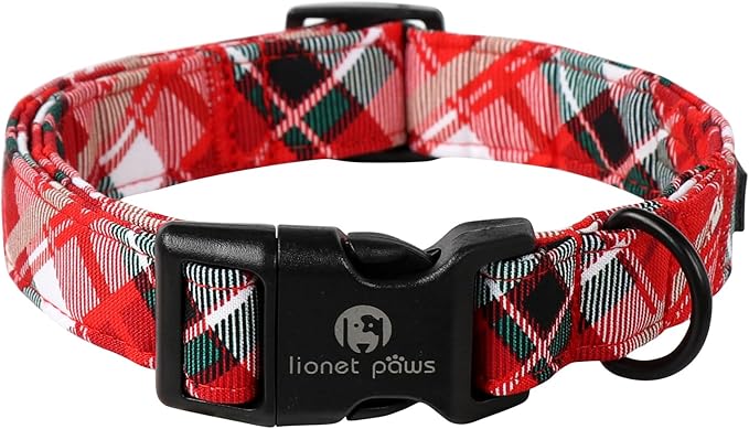 Lionet Paws Chirstmas Grid Dog Collar 8-12 inches