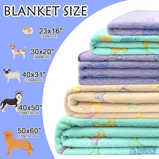 Dog Blanket 3 Pack Kennel,41" x 31" Soft (1Purple,1Brown,1Green)