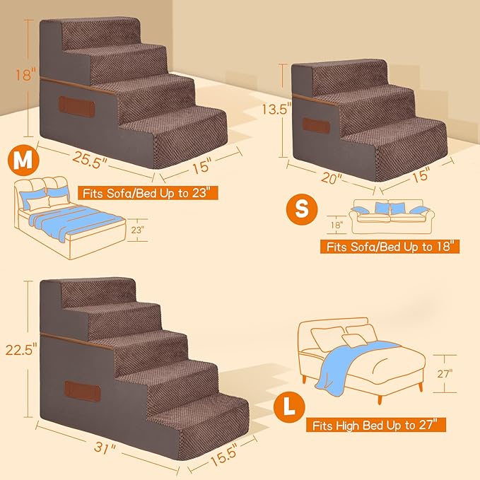 Supet Dog Stairs for Small Medium Large Dogs to Get on Bed